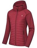 Little Donkey Andy Women's Hooded Thermal Running Hybrid Jacket Dark Red Size XL