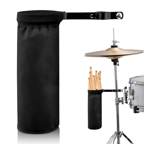 Drum Stick Bag Drumstick Halter: Trommelstockhalter Drumsticks Wasserdichte Tasche mit Aluminium Klemme, Trommelstöcke Tasche für Drum Kits & Notenständer, bis zu 12 Paar Sticks
