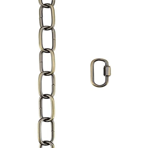 Image of Aspen Creative 21117-51,Steel 17 Feet Heavy Duty Chain & Quick Link Connector for Hanging Up Maximum Weight 50 Pounds-Lighting Fixture /Swag Light /Plant in Antique Brass.9 Gauge.