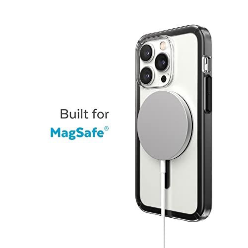 Image of Speck Clear iPhone 14 Pro Case - Slim, Built for MagSafe, Scratch Resistant & Drop Protection Clear Phone Case - Anti-Yellowing - 6.1 inch iPhone 14 Pro Case - Dual Layer - Black GemShell