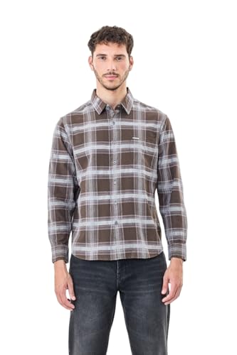 Image of SNITCH Men Casual Shirt | Regular Fit Full Sleeve Spread Collar Checkered Pattern | Durable Cotton Blend & Breathable Fabric Smart Casual Outings