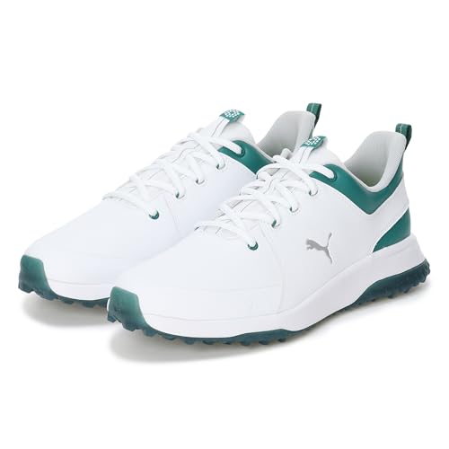 PUMA(???) Men's Golf Spikeless Shoes, Puma White/Green Terrain/Wild Green, 27.5 cm