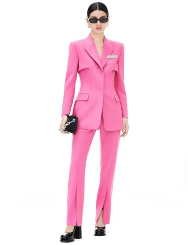 Costume deux pièces business pour femme avec veste à revers et pantalon chic