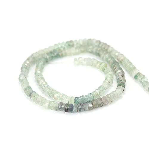 LKBEADS Fluoryt mikro fasetowany rondelles 10 zielony morski półszlachetny kamień szlachetny 4 - 4,5 mm