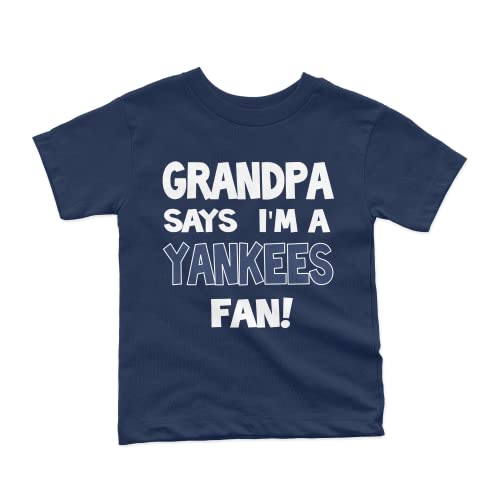 NanyCrafts Kid's Grandpa says I'm a Yankees Fan T-Shirt 18 Months Navy