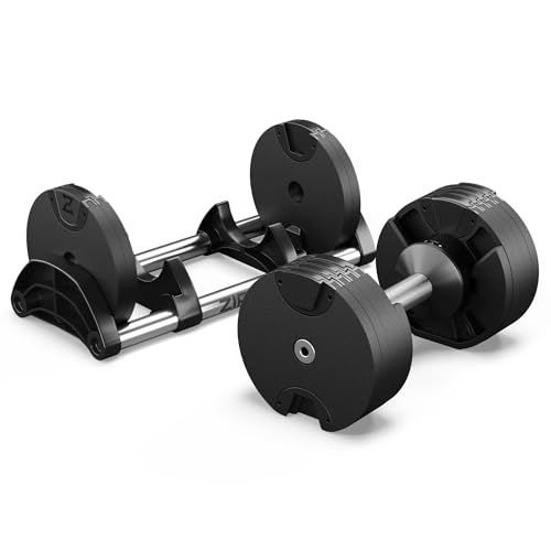 Zipro Manubri regolabili, 1 pezzo, pesi rotondi antiscivolo da 24 kg, con 12 impostazioni di peso da 2 a 24 kg, Allenamento casa, forma rotonda, palestra domestica - 13