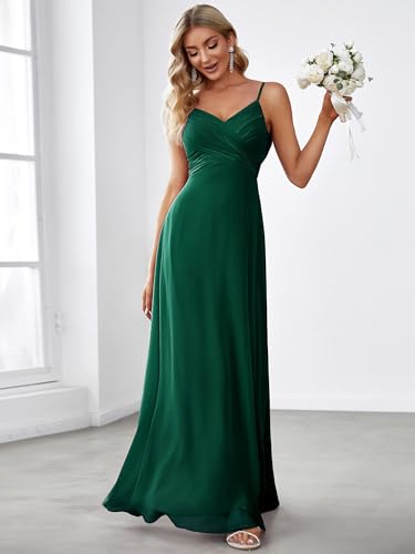 Image of Ever-Pretty Women's Summer Backless Spaghetti Strap Chiffon Bridesmaid Dresses Empire Waist Formal Wedding Guest Dress