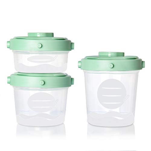 Termichy Babynahrung Aufbewahrung, Luftdicht, Auslaufsicher Plastik Babynahrung Einfrieren Behälter für FruchtpÜRee Joghurt (30 Ml + 120 Ml + 200 Ml) (Grün)