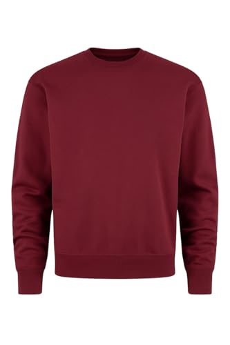 ClassExceed Men’s Fleece Crewneck Sweatshirt – Premium Cotton-Blend Pullover Sweater – Classic Fit with Ribbed Cuffs & Reinforced Seams – Durable, Wrinkle & Fade Resistant (Burgundy - Small)