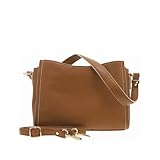 Fuchsia - Sac à main porté épaule camel uni bicolore lisse avec marque embossée - Taille TU