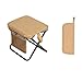 predolo Folding Camping Stool with Side Pocket, Multipurpose Sturdy Small Foldable Chair, Foot Stool for Park Gardening Fishing BBQ, Khaki, L