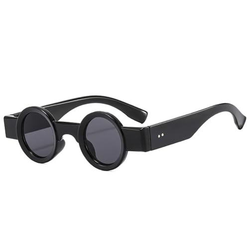 Lunettes de soleil UV400 rondes style punk avec verres effet océan et rivets pour homme et femme