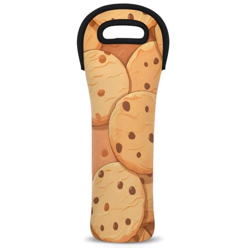 GzLeyigou Neoprene Wine Tote Carrier Bag for Wine,Water, Champagne, Beer, Baby Bottles 15.6 x 5.1 Inches, Protective Wine Bag,Biscuits