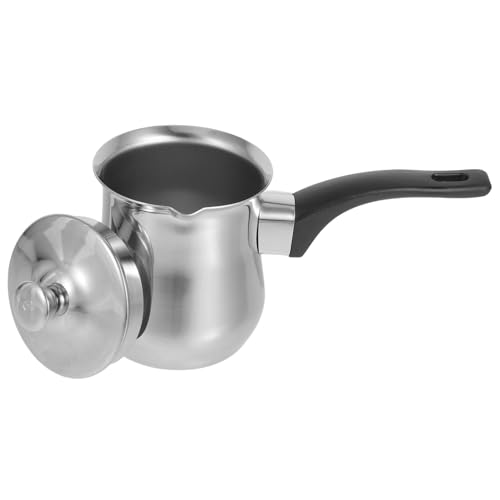 ABOOFAN Cafetera Turca Cocina Cafetera De Camping Pequeño Bote De Espuma De Leche Estufa De Tetera Pequeña Cafetera Percoladora De Vidrio Olla Chai Acero Inoxidable Silver