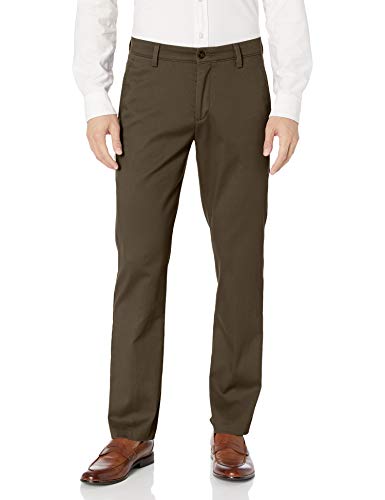 Dockers Men's Easy Khaki Slim Tapered Fit Pants, Dark Pebble/Stretch, 33W x 32L