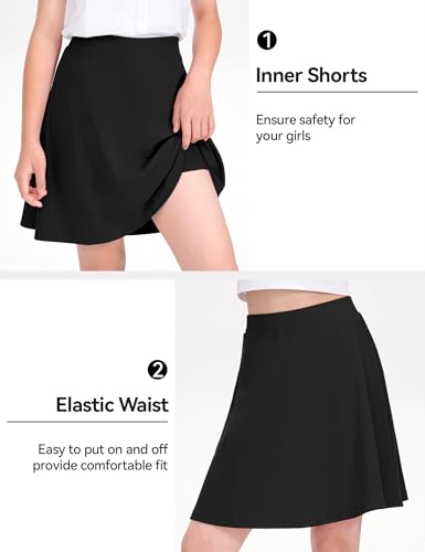 Image of KEREDA Girls Uniform Skirts with Undershorts Casual Stretchy School Skorts