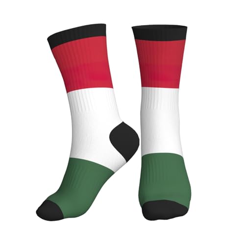 FMASWEQ Chaussettes athlétiques imprimées drapeau de la Hongrie, chaussettes de travail, parfaites pour la course, la randonnée ou le travail, 3 noir, Taille unique