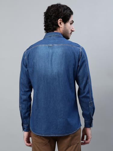 Image of Cantabil Denim Shirt Collar Full Sleeve Regular Fit Casual Shirt for Men with Pocket | Cotton Casual Shirt for Men | Casual Wear Shirts for Men (P MSHC00769A)