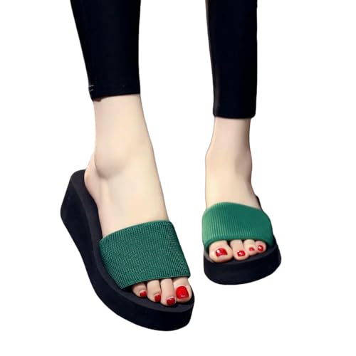Women'S Summer Outdoor Mid-Heel Flip Flops Non-Slip Wedge Heel Thick-Soled Outdoor Beach Slippers2