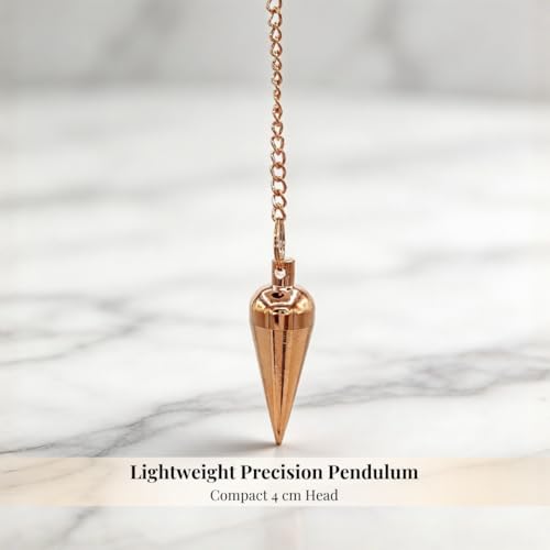 Image of Plus Value Copper Plated Dowsing Pendulum for Professional Massager Manual Back Dowsers, Vastu & Feng Shui Experts Metal Tool (4 Premium Chart & Jute Bag)