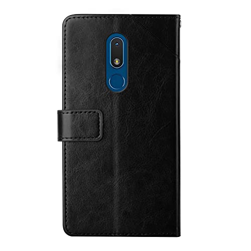 Rfvzubemok Compatible con Nokia C3 4G Funda,Compatible con Nokia C3 4G PU de Cuero Ranura para Tarjetas Cierre magnético Flip Kickstand Black