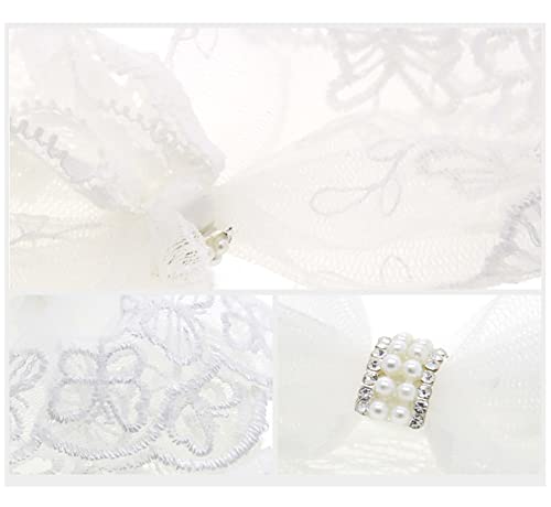 Katutude Baby Lace Bow Headbands, Baby Girls Bow Knot Hairband White Lace Headwrap Newborn Baby Elastics Hair Accessories Bows Headwear for Infant Toddlers Kids, 16cm x 12cm/White3
