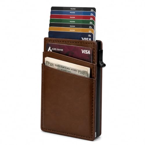 Image of FELSTAR Pu Leather Pop Up Card Holder Wallet for Men Women (Bi-Fold Wallet)