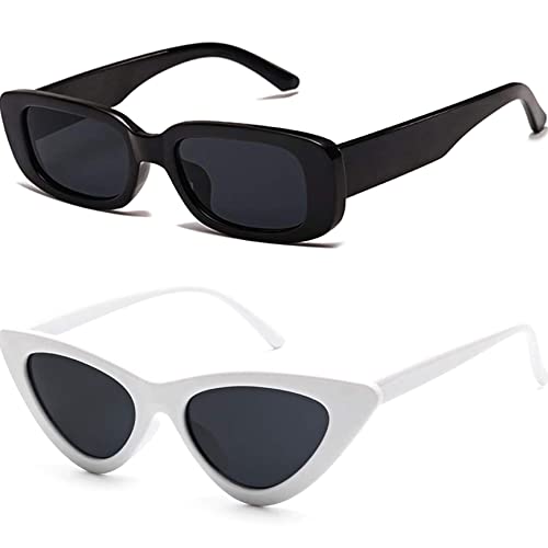 Image of IFLASH Cat Eye Rectangular Sunglasses for Women Pack of 2