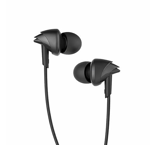 Image of Wired Earphone for Boat 300C | in-Ear Headphones with Built-in Mic | Comfortable Fit | Deep Bass Sound | Lightweight | Tangle-Free Cable | Sleek Black Design Black