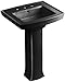 KOHLER K-2359-8-7 Archer Pedestal Bathroom Sink with 8" Centers, Black Black