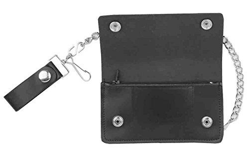 Genuine Leather Men's 7 in Eagle Oil Tanned Biker Chain Wallet, Black BW829-402
