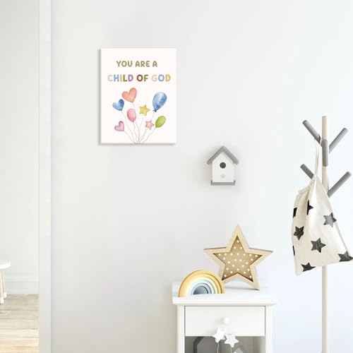 Image of CHDITB Christian Bible Verse Framed Canvas Wall Art, Scripture Painting, Religious Rainbow Wall Decor, Boho Child of God Poster, Faith Fruit of the Spirit Art Print For Nursery Kid Room Decor 8 inchX10 inchx6