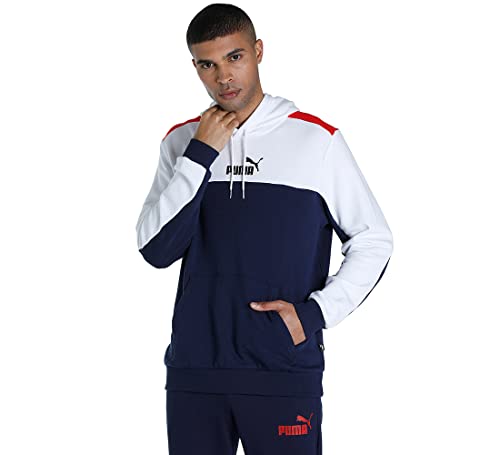PUMA Herren ESS+ Block Hoodie Tr Sweatshirt, blau, XL