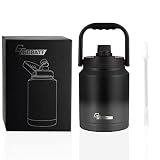 GOBATT 64 oz Stainless Steel Double Wall Insulated Water Bottle With Straw,Half Gallon Hot & Cold Dr