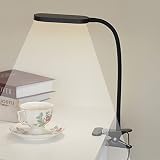 Brokimis LED Desk Lamp Dimmable Reading Clip on Lights Study Touch Switch 3 Color Modes 10 Brightnes