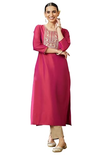 Kurta droite brodée Janasya pour rester élégante sans sacrifier votre confort