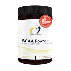 Designs for Health BCAA Powder with L-Glutamine – Branched Chain Amino Acids Powder + L-Glutamine Supplement to Support Muscles + Workouts – Orange Flavored Drink Mix (30 Servings / 270g)