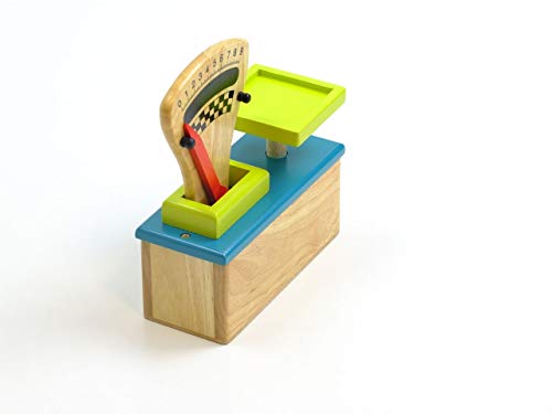 Unbekannt Türkis/Petrolfarbene Kaufladen-Waage aus Holz mit beweglichem Gewichts-Zeiger + Skala von 0-9… – Bild 3