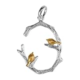 Colgante de Plata S925 de Estilo étnico, Colgante de pájaro Doble con Rama de árbol con Sentido de la Moda Femenina, sin Cadena