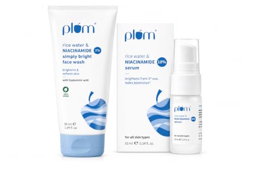 Image of Plum Niacinamide Clear Skin Duo | Brightening Face Wash + Anti-Acne Serum for Glowing Skin | Face Wash 50ml + Serum 10ml