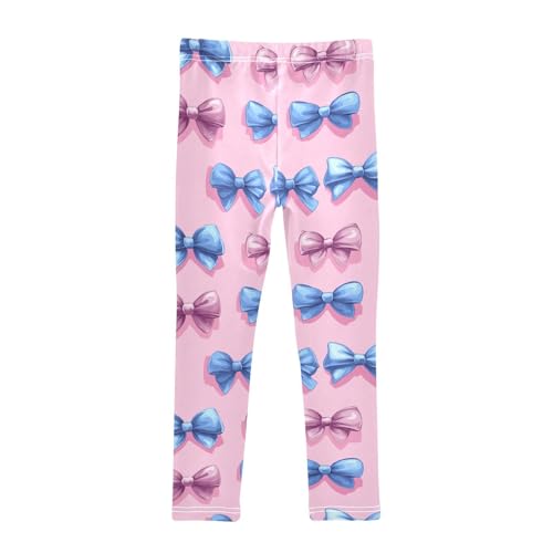 Girls Leggings Pink Blue Bows Soft Toddler Leggings for Girls Kids Pants Size 4T-10T2