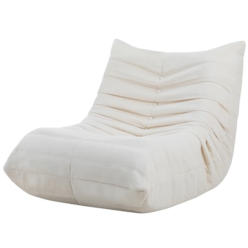 Shintenchi Bean Bag Sofa Chair, Faux Fur Floor Lounger with High-Density Memory Foam Filling, Comfy Armless Lazy Sofa for Living Room, Bedroom, Dorm & Reading Room, No Assembly Required, White - Image 7