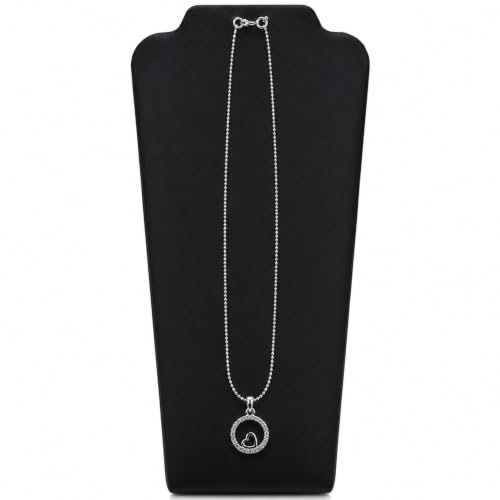 Image of Silver Circle Heart Pendant Necklace with Crystal Stones. Rakshabandhan Gift for Bhabhi | Sister