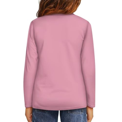 Image of Girls Long Sleeve Shirts Casual Crewneck Soft T-shirts for Girls 3-16 Years Old