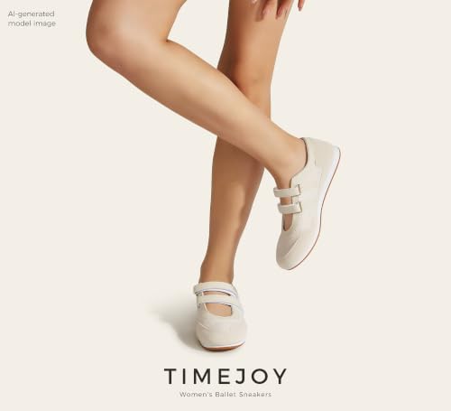 TIMEJOY Women's Canvas Mary Jane Shoes Adjustable Hook and Loop Daily Beige by TIMEJOY - Used condition - Image 7
