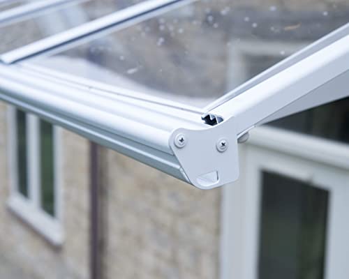 Canopia by Palram Vordach für Haustür Bordeaux 6690 Pultvordach 670 x 139 cm Weiss Sonnenschutz Haustürvordach inkl. Regenrinne