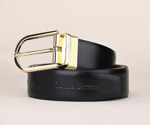 Image of LOUIS STITCH Men's Reversible Italian Leather belt for men 1.25 inch (35mm) Waist Strap Black Brown Belt (BEPLNJ)