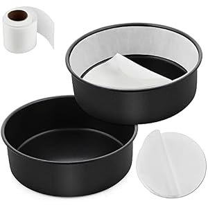 E-far 6 Inch Cake Pans Set of 2, Nonstick Small Cake Pans & Parchment Paper