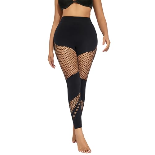 Women's Fishnet Seamless Tights High Waisted Tummy Control Workout Leggings Pants3