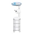 Toilet Paper Holder Stand Bathroom Toilet Tissue Roll Holder with Shelf Freestanding Storage Phone/ Wipe/ Mega Rolls-Shining Chrome
